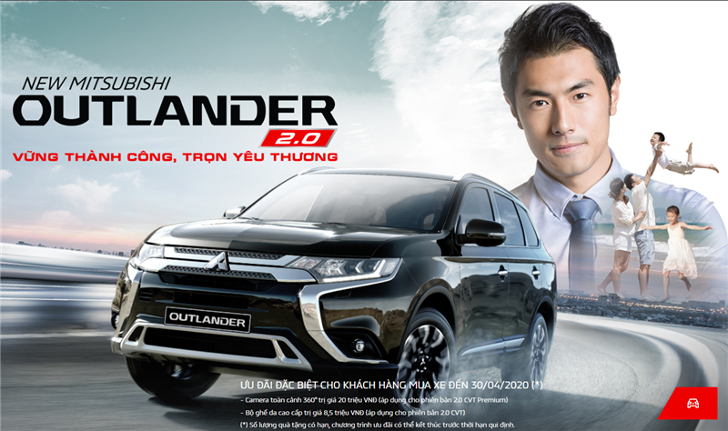 New mitsubishi outlander 2.0 - ưu đãi lên đến 20 triệu đồng chỉ có trong tháng 4